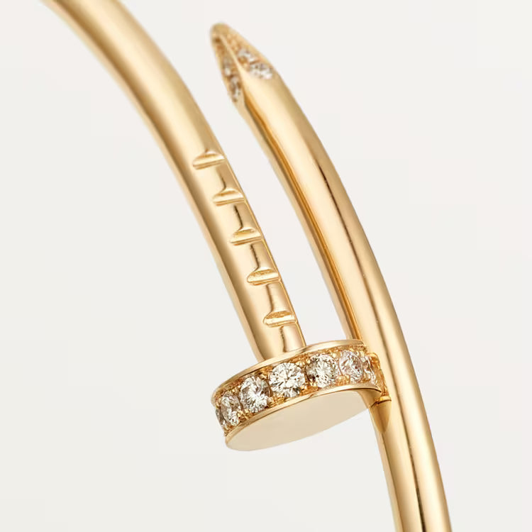 Wrapped Nail Bangle - Gold Stainless Steel with Pave Crystals